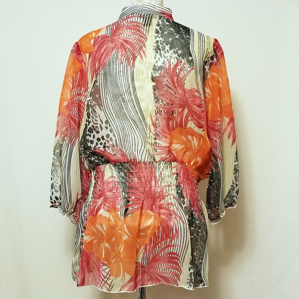 Lane Bryant Sheer Over-Shirt Faux Tie Sz 18/20 - Picture 3 of 7